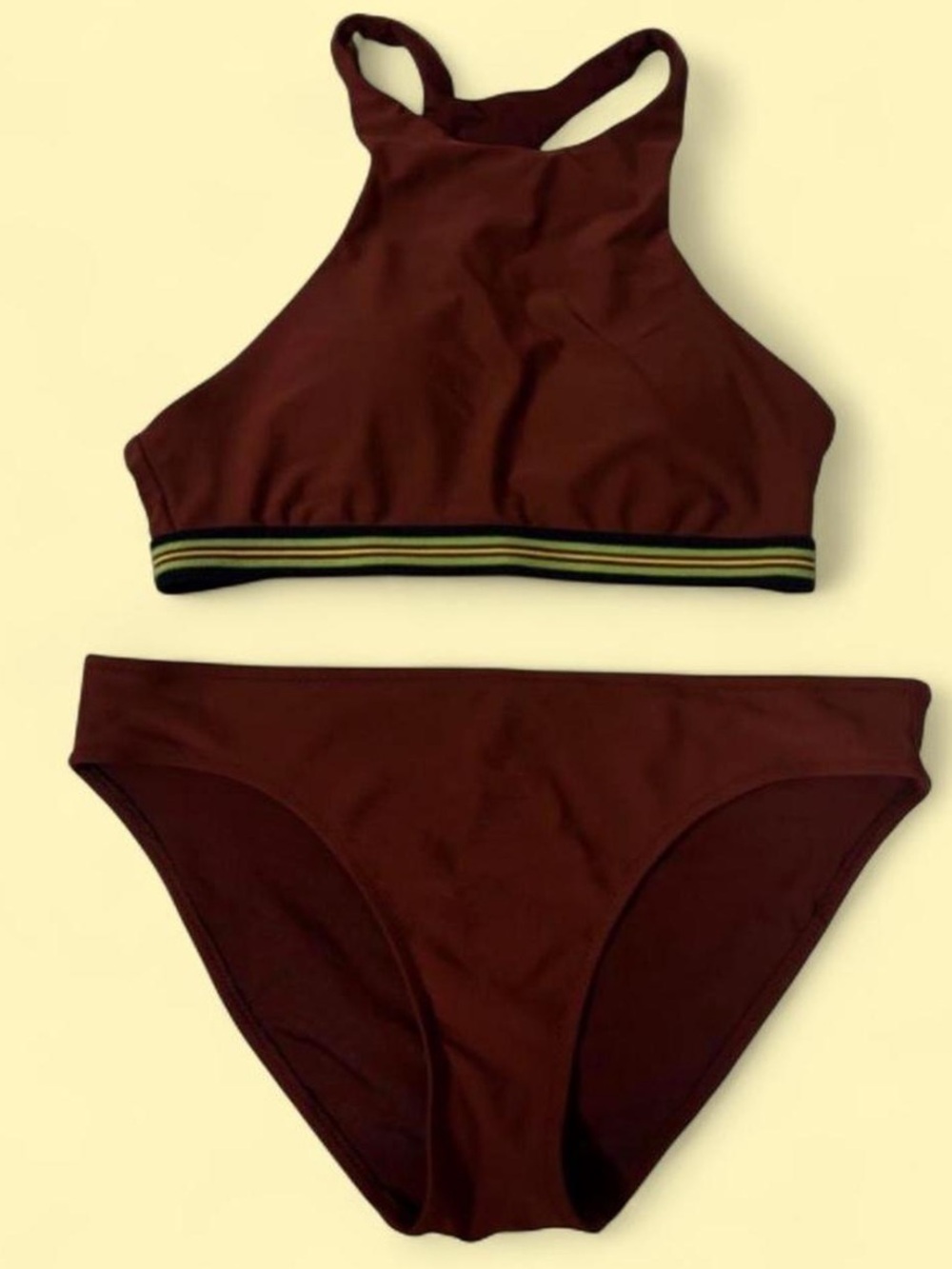 Aerie High Neck Brown Women's Bikini Set • Size Medium